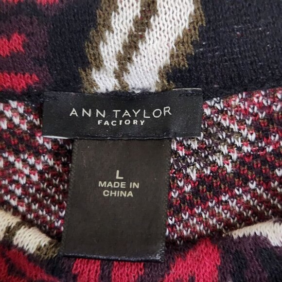 Ann Taylor Factory Black Red Floral Mock Sweater Size L - Picture 4 of 5